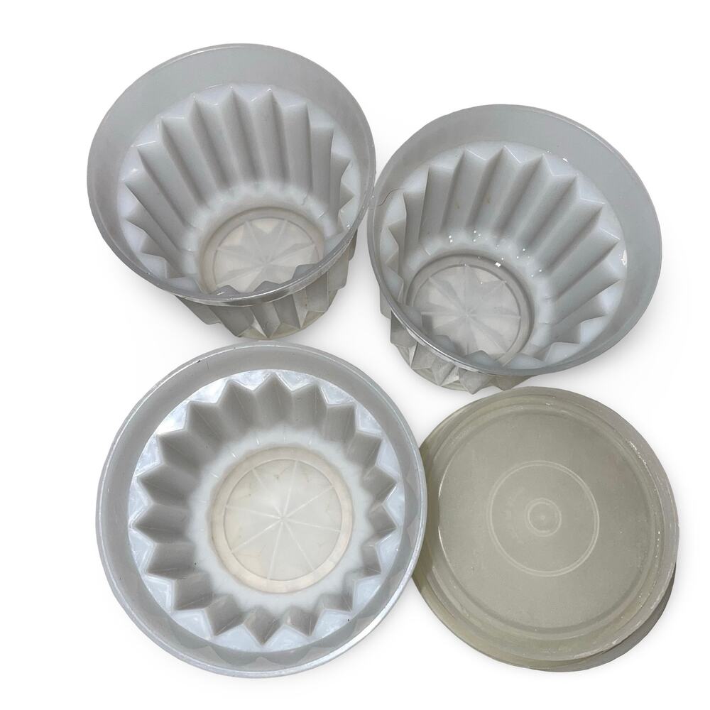 Tupperware Jel-ette Mini Molds Set 3 White 297 Individual Jello Desert Cups VTG - Picture 8 of 9